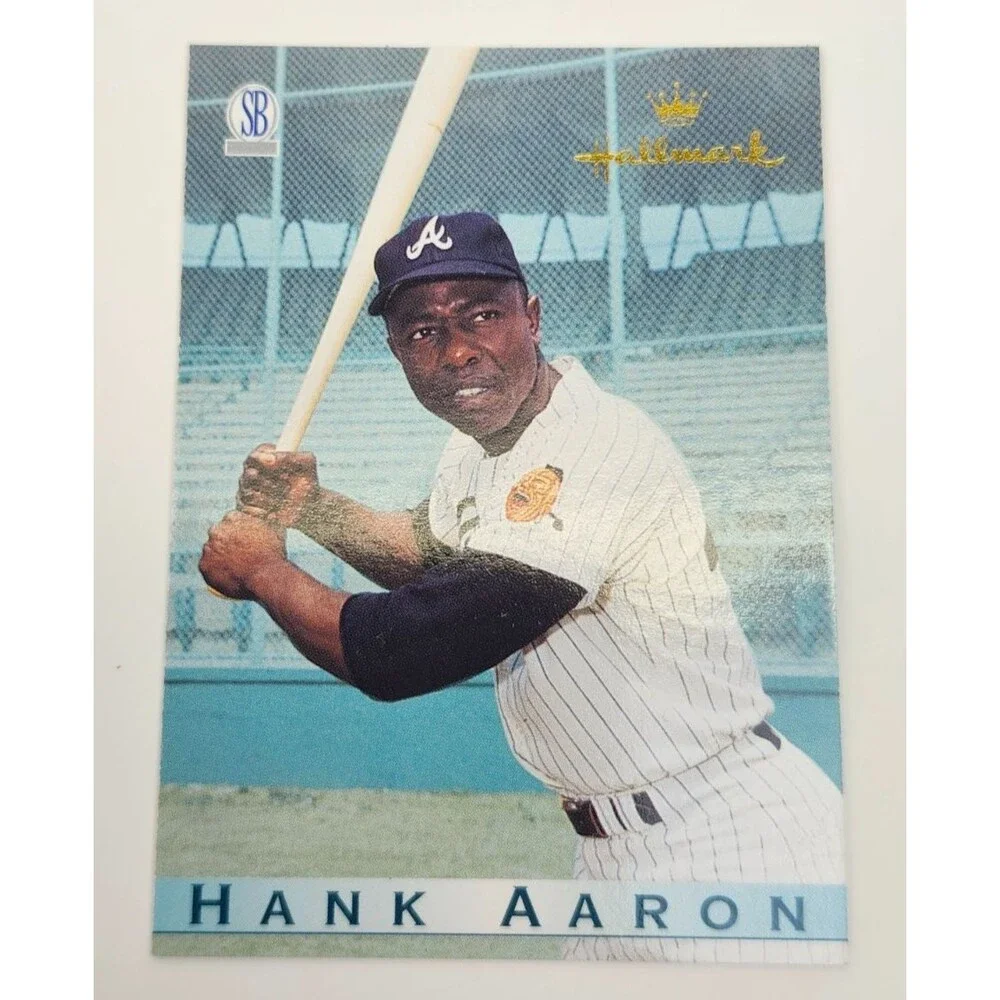 1997 Hallmark Hank Aaron At The Ballpark Christmas Tree Ornament & Trading Card